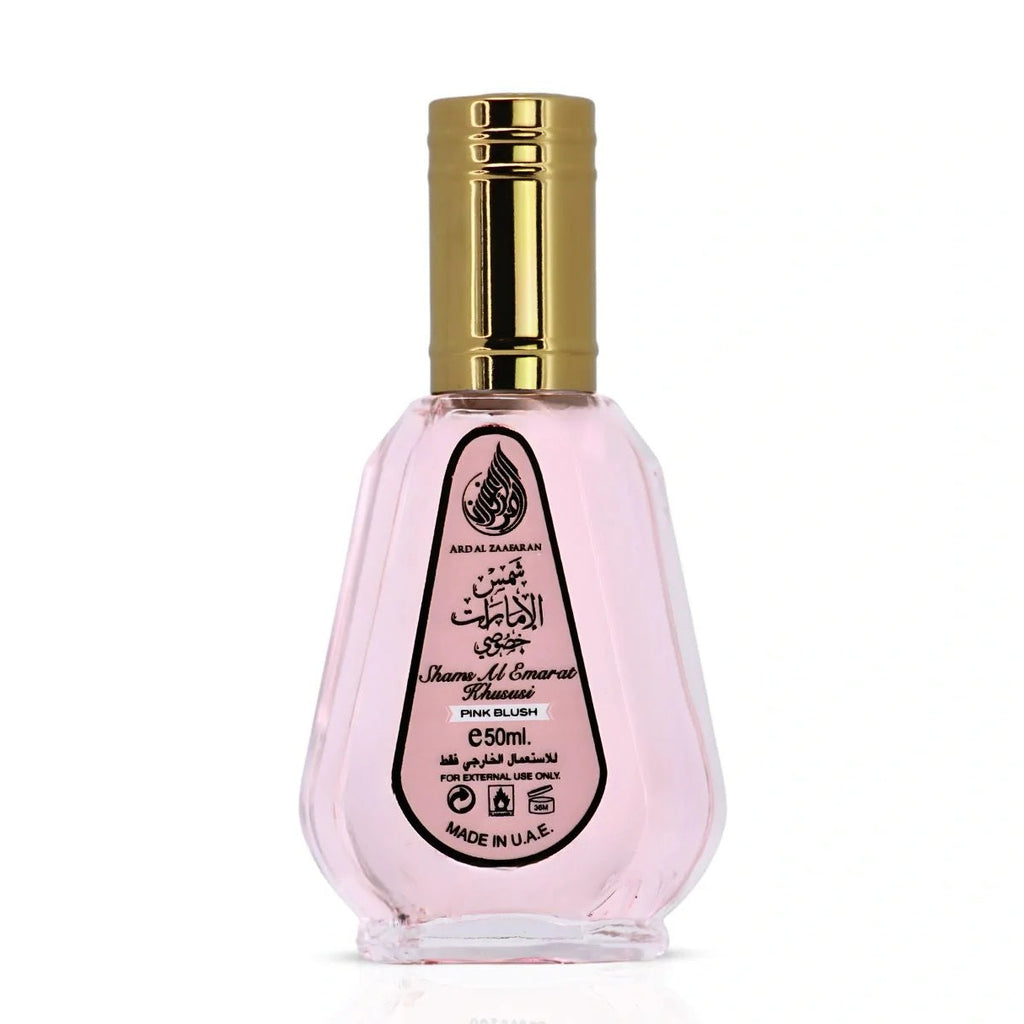 Pink Blush Shams Al Emarat Al Khususi Eau de Parfum 50ml bottle by Ard Al Zaafaran, sweet gourmand women’s fragrance