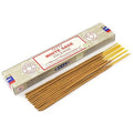Satya White Sage Incense 15g single pack featuring high-quality hand-rolled incense sticks with natural cleansing properties.