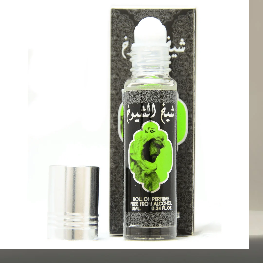 Sheikh Al Shuyukh Roll-On Perfume Oil 10ML by Ard Al Zaafaran with the cap open, highlighting its sleek and user-friendly design.