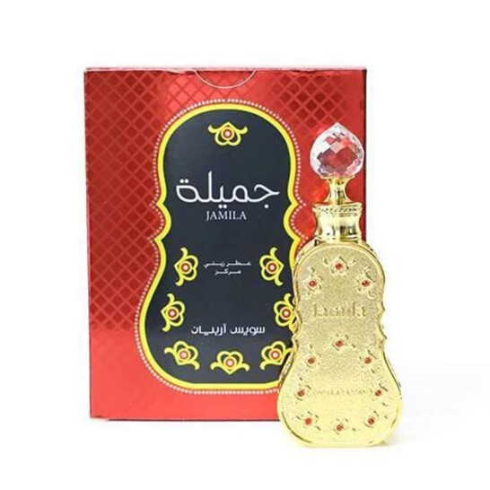 Swiss Arabian Jamila perfume oil 15ml bottle with red packaging, amber floral fragrance for women with elegant design and long-lasting scent